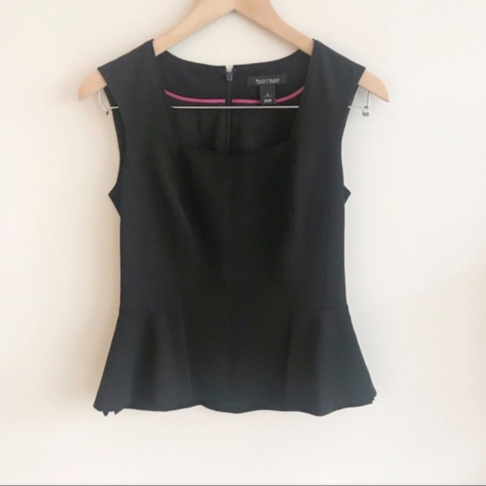 WHBM | Square Neckline Sleeveless Black Top Sz. 0